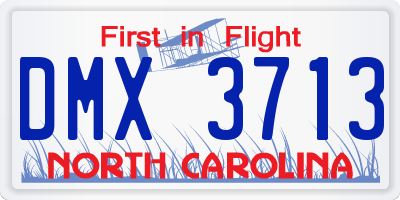 NC license plate DMX3713