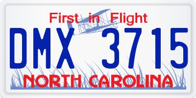 NC license plate DMX3715