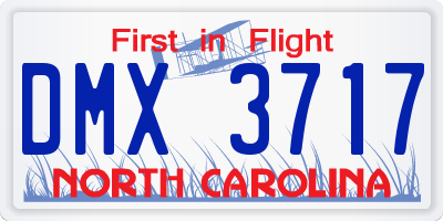 NC license plate DMX3717
