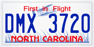 NC license plate DMX3720