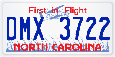 NC license plate DMX3722