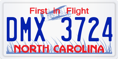 NC license plate DMX3724