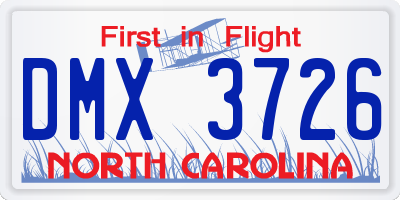 NC license plate DMX3726