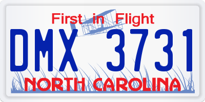 NC license plate DMX3731