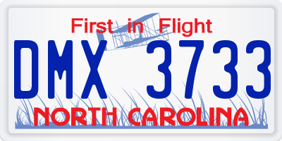 NC license plate DMX3733
