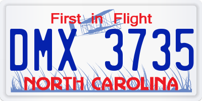 NC license plate DMX3735