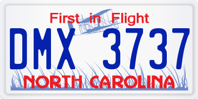 NC license plate DMX3737