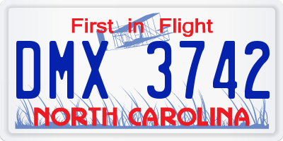 NC license plate DMX3742