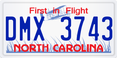 NC license plate DMX3743