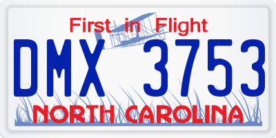 NC license plate DMX3753