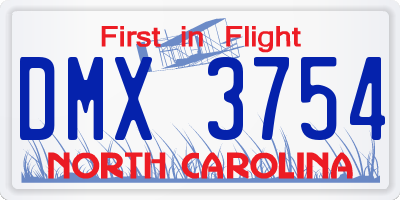 NC license plate DMX3754