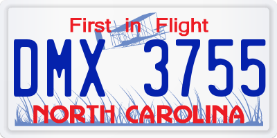 NC license plate DMX3755