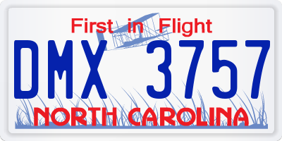 NC license plate DMX3757