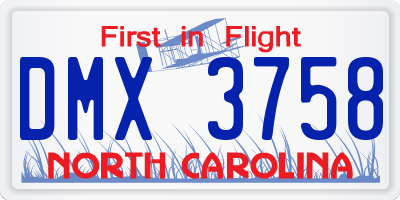NC license plate DMX3758