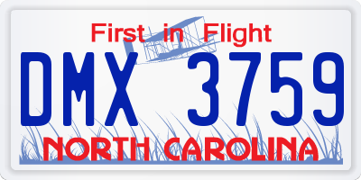 NC license plate DMX3759