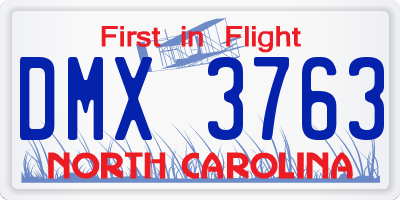 NC license plate DMX3763
