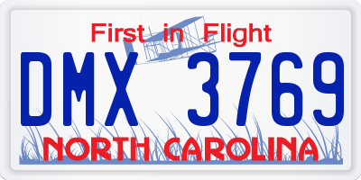 NC license plate DMX3769