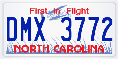 NC license plate DMX3772