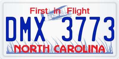 NC license plate DMX3773