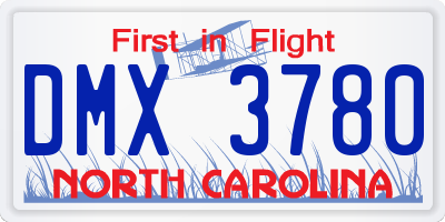 NC license plate DMX3780