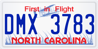 NC license plate DMX3783