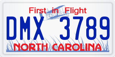 NC license plate DMX3789