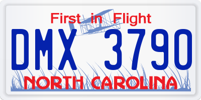 NC license plate DMX3790