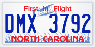 NC license plate DMX3792