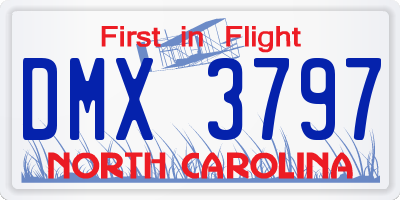 NC license plate DMX3797