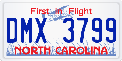 NC license plate DMX3799