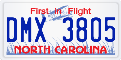 NC license plate DMX3805