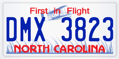 NC license plate DMX3823