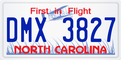 NC license plate DMX3827