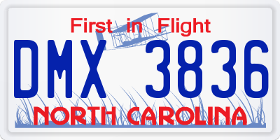 NC license plate DMX3836