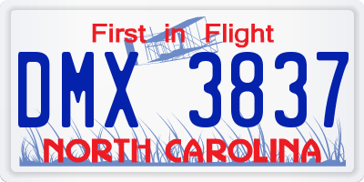 NC license plate DMX3837