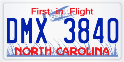NC license plate DMX3840