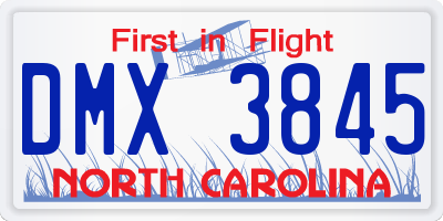 NC license plate DMX3845
