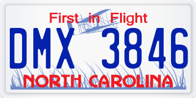NC license plate DMX3846