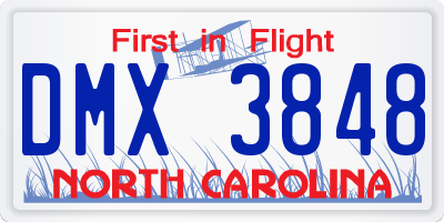 NC license plate DMX3848