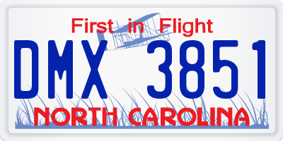 NC license plate DMX3851