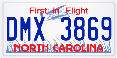 NC license plate DMX3869