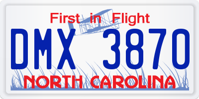 NC license plate DMX3870