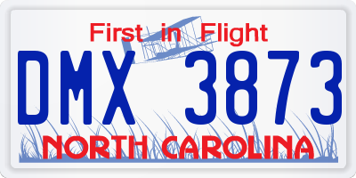 NC license plate DMX3873
