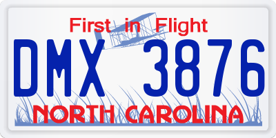 NC license plate DMX3876