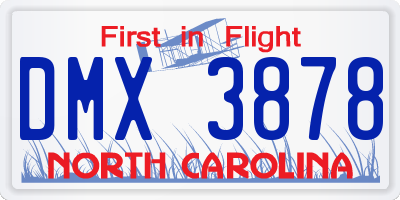 NC license plate DMX3878