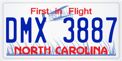 NC license plate DMX3887