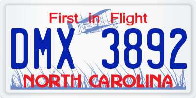 NC license plate DMX3892