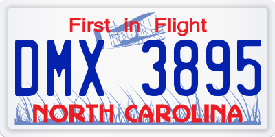 NC license plate DMX3895