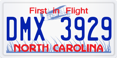 NC license plate DMX3929