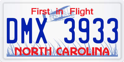 NC license plate DMX3933
